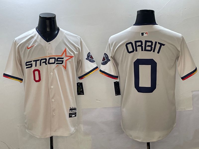 Men Houston Astros #0 Orbit Cream Three generations Joint Name 2025 Nike MLB Jersey style 8->houston astros->MLB Jersey